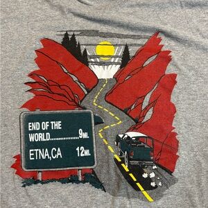 Vintage End Of The World Etna California T Shirt Adult XL Jerzees Red Mountains